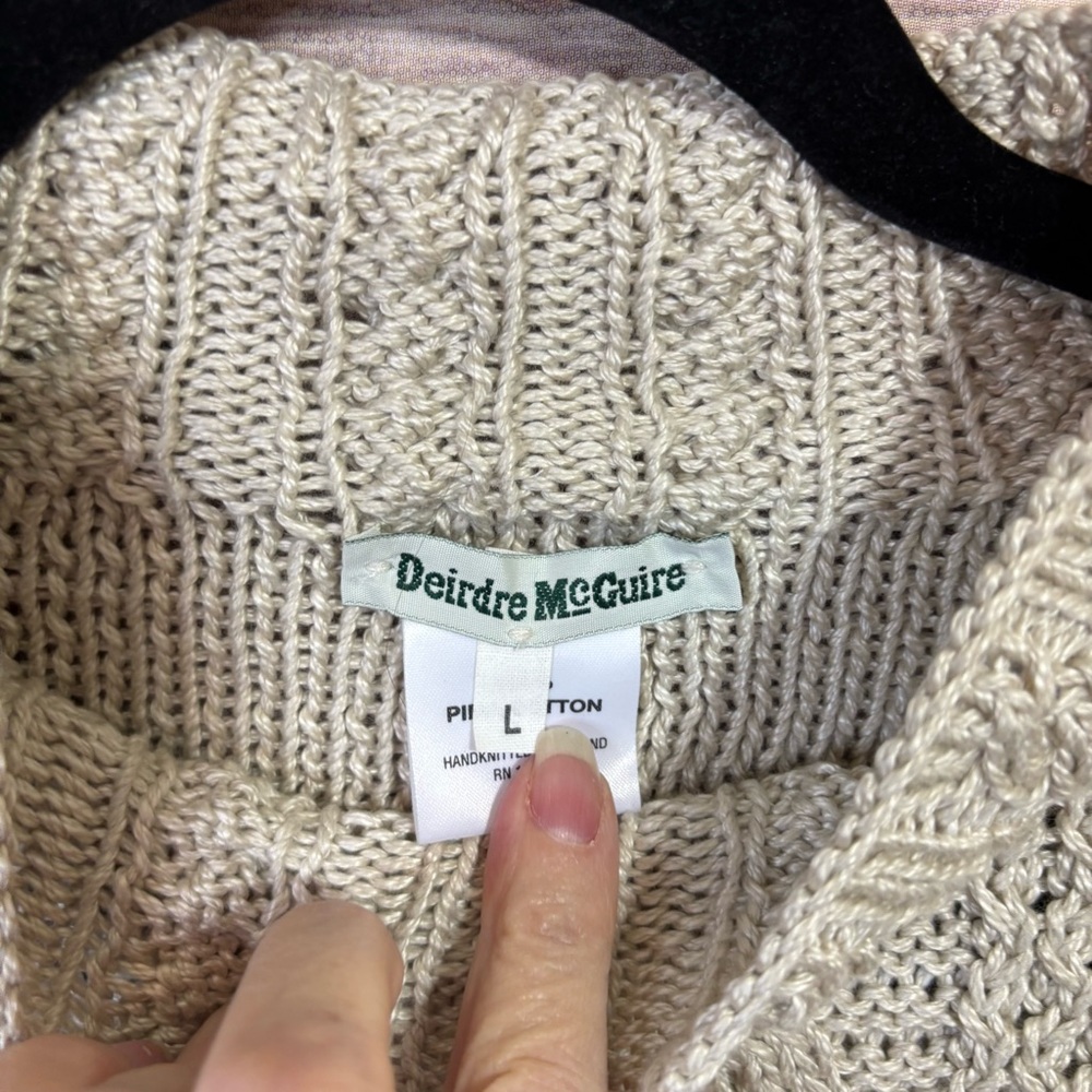 Deirdre McGuire Hand Knitted Cable Knit Mock Neck Size Large - Picture 3 of 8
